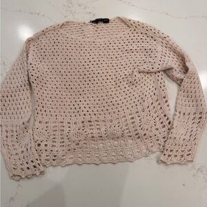 JEANNE PIERRE cream Open-Knit Crewneck Sweater